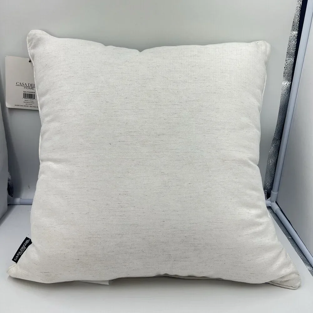 1-NWT CASA DECOR DECORATIVE Blue White Abstract Concentric Feather 20” Pillow